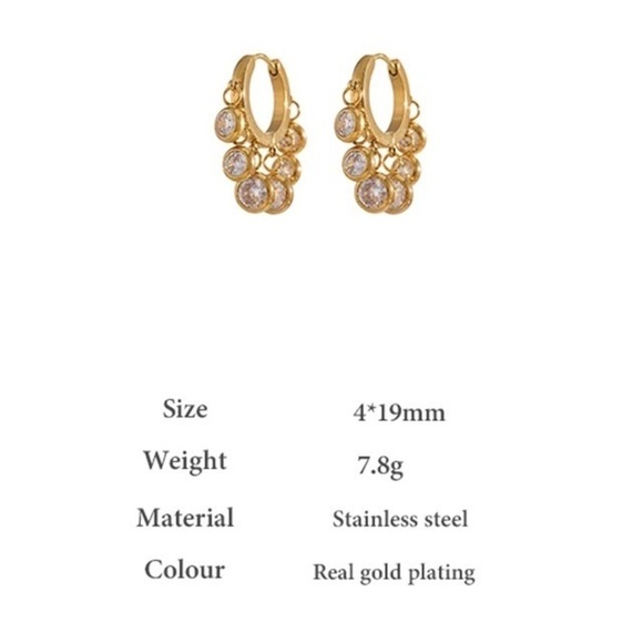 18K Gold Plated *Dangle Hoop* Earrings - Picture 6 of 9